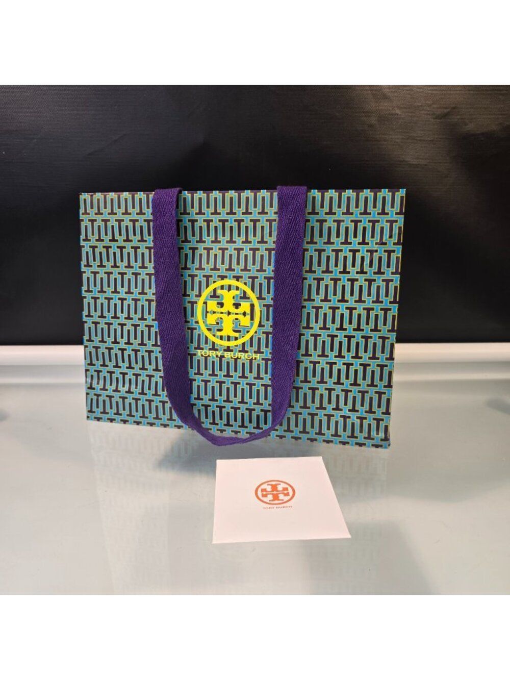 TORY BURCH Authentic Paper Bag Gift Shopping Tote Bag 9x12x5 Purple Blue
